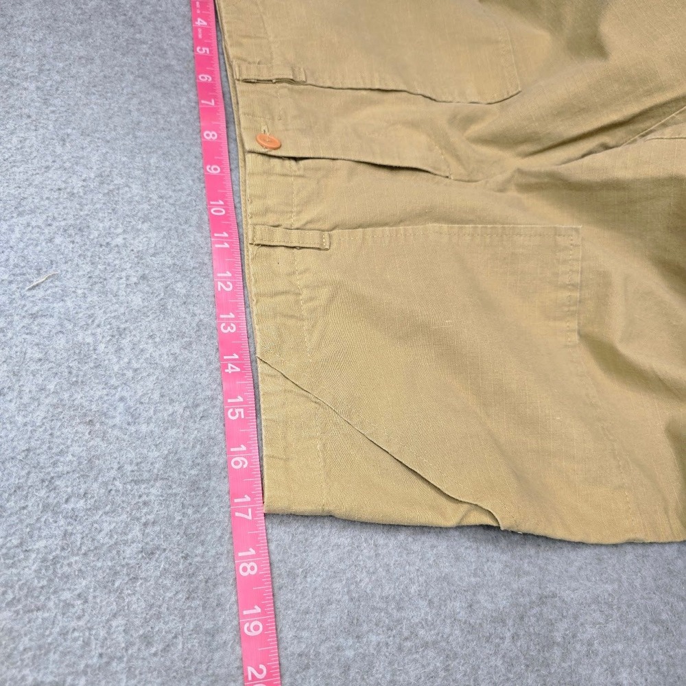 Vintage Y2K Cargo Capri Pants L 34X21 Tan Mid Rise Ripstop Parachute Tie Balloon - Picture 6 of 11